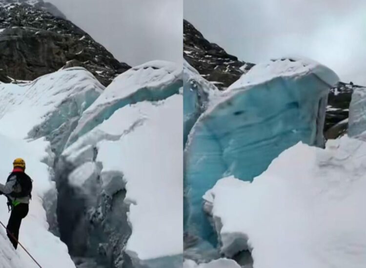 Rescatistas viven momento espeluznante al presenciar el desprendimiento de un glaciar en Perú