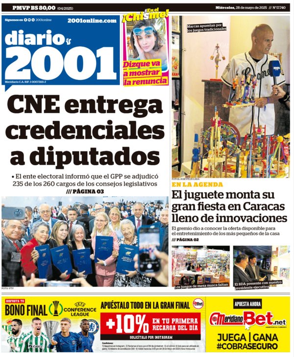 Titulares de la prensa nacional para este miércoles 28 de mayo