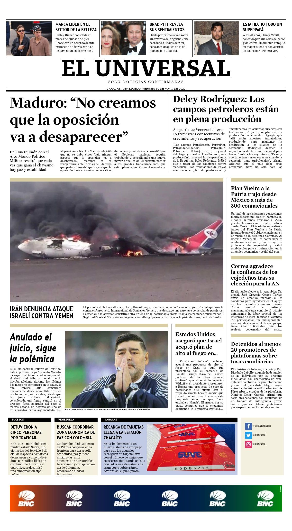 Titulares de la prensa nacional para este viernes 30 de mayo
