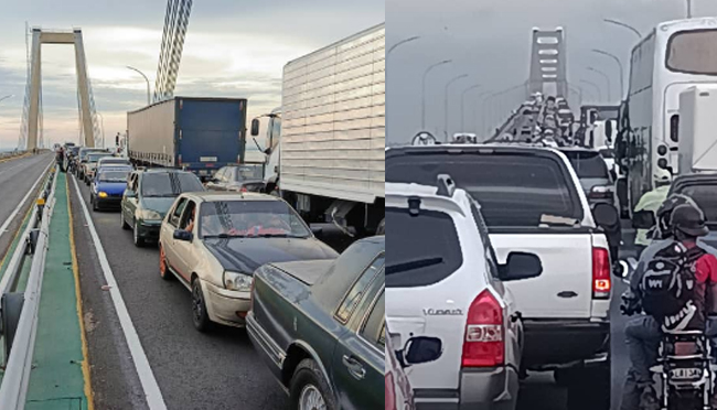 Accidente vial causa larga cola en el Puente sobre el Lago de Maracaibo