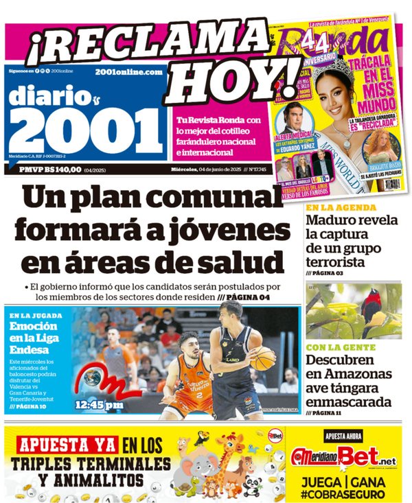 Titulares de la prensa nacional para este miércoles 4 de junio