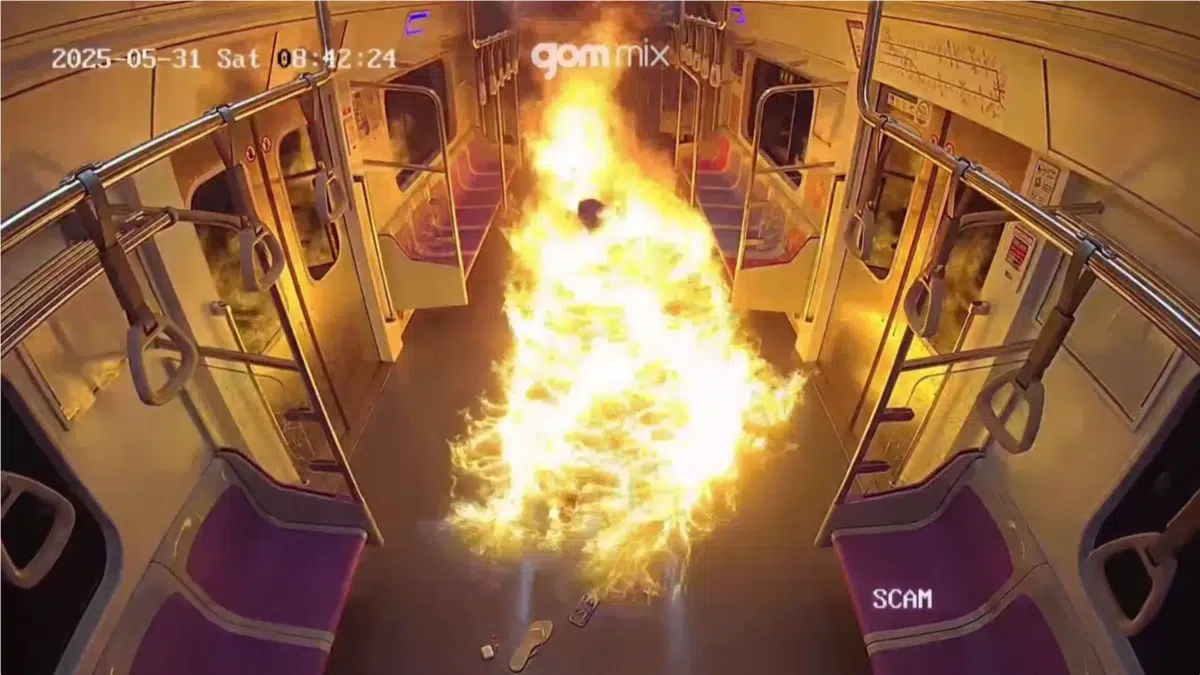 Hombre incendia vagón de tren en Seúl con 160 pasajeros a bordo