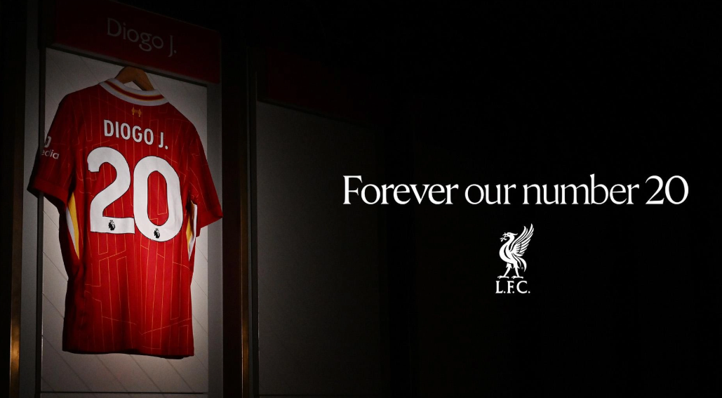 Liverpool retiró el dorsal ’20’ en homenaje póstumo a Diogo Jota