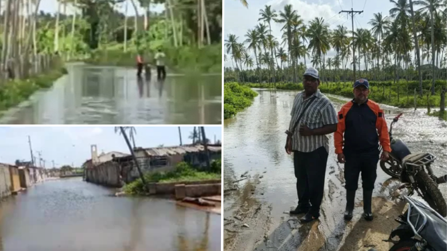 Intensas lluvias impactan vías y áreas agrícolas en Boca de Aroa, estado Falcón