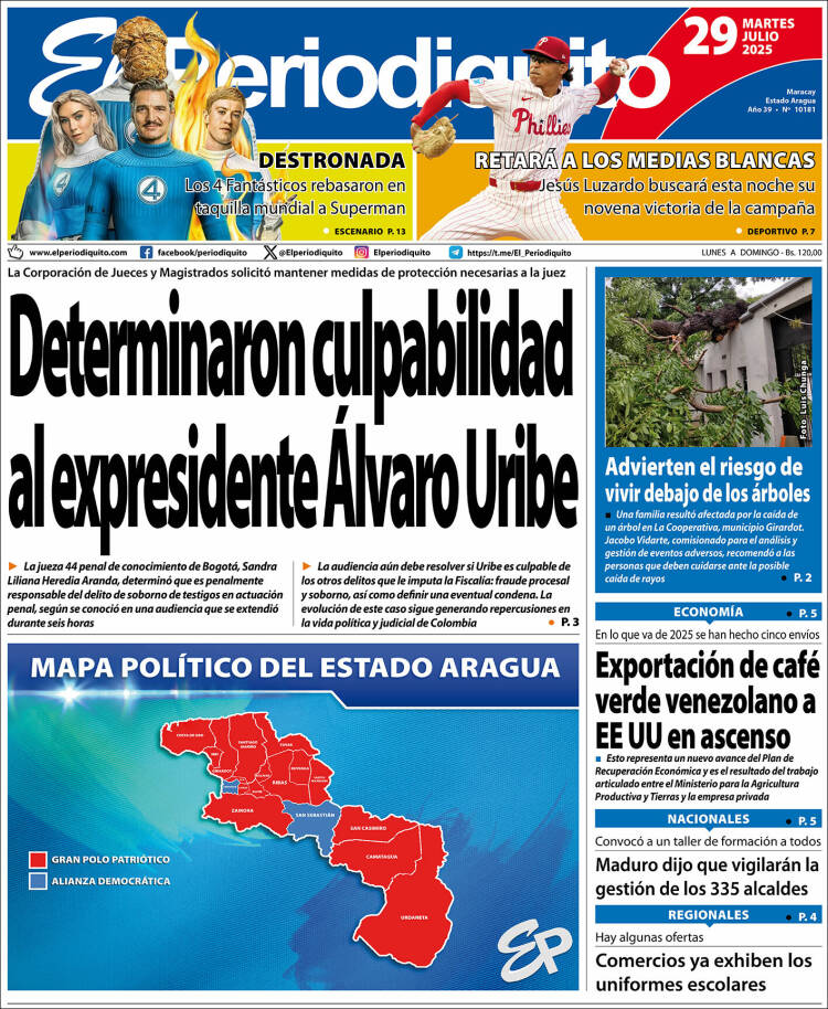 Titulares de la prensa nacional para este martes 29 de julio