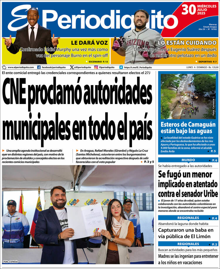 Titulares de la prensa nacional para este miércoles 30 de julio