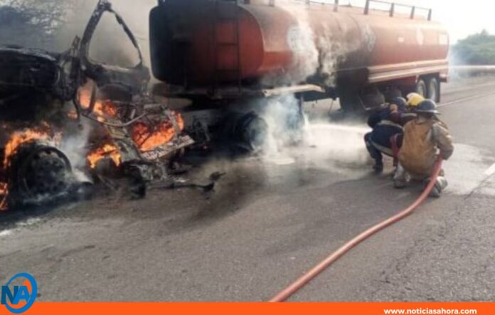 Gandola con 38 mil litros de gasoil se incendió en la carretera Coro-Punto Fijo