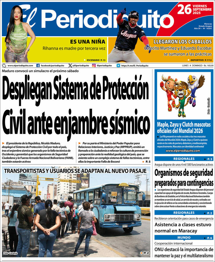 Titulares de la prensa nacional para este viernes 26 de septiembre