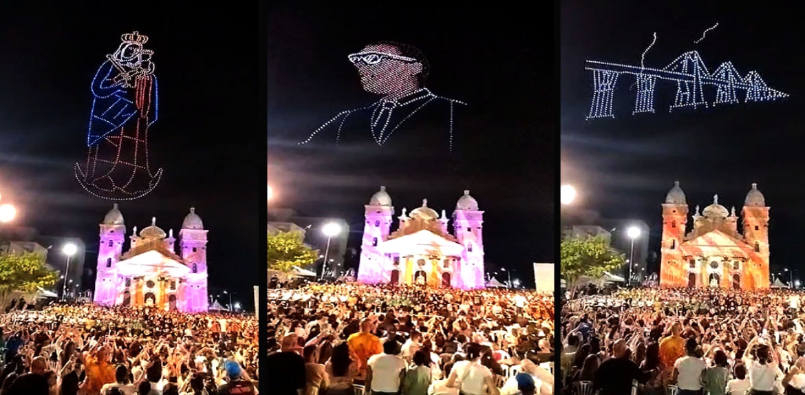 Repiten hoy el maravilloso espectáculo de drones en la Basílica